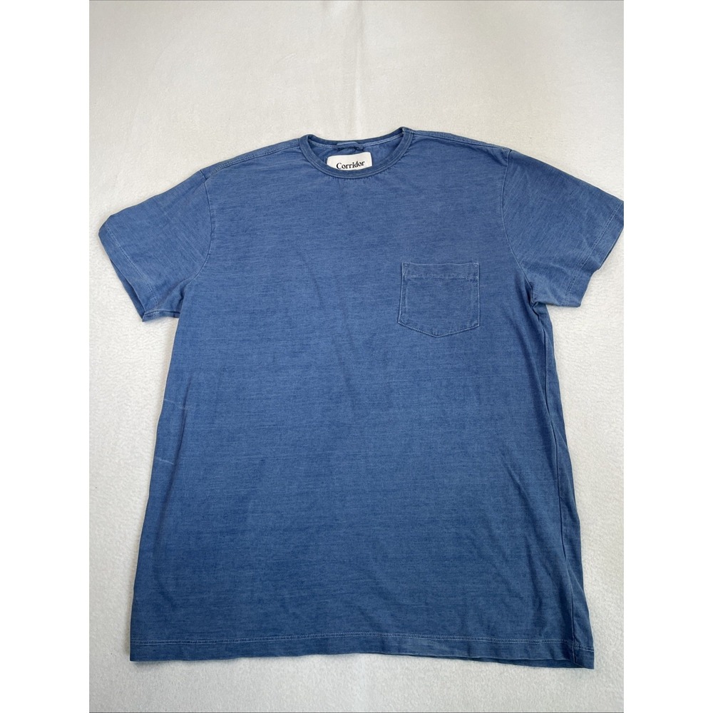 Corridor NYC Cotton Pocket T Shirt Mens Size M Garment Dyed Blue SS21